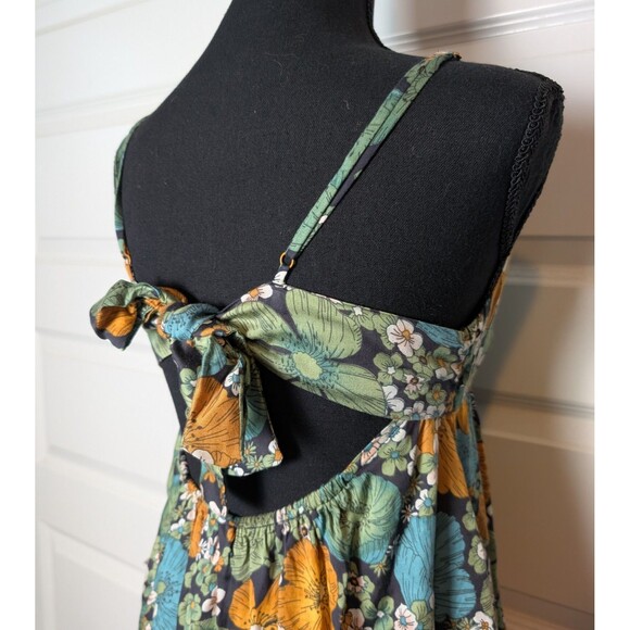 NWT Volcom Size M Cami Tank Top Floral Flowy Back Tie Boho Casual Beachy - Picture 5 of 12